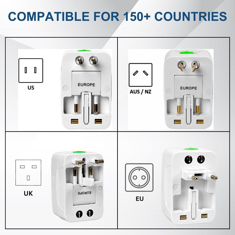kensonic Kensonic All in One Universal World Travel AdapterAdaptor Surge Protector Charger Plug for USA Europe United Kingdom Australia China Japan 150 Countries Rectangular  - Image 4