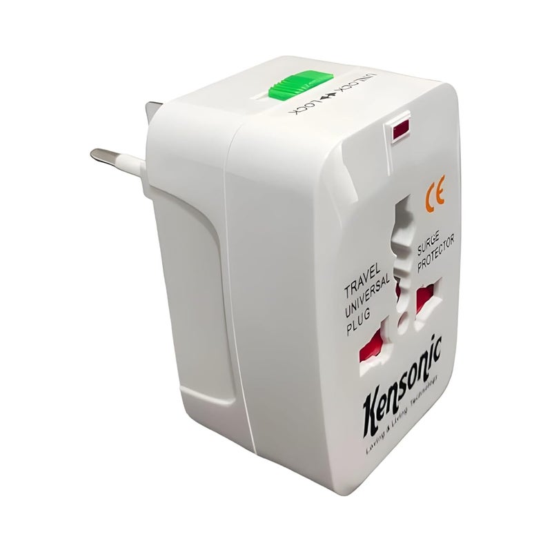 kensonic Kensonic All in One Universal World Travel AdapterAdaptor Surge Protector Charger Plug for USA Europe United Kingdom Australia China Japan 150 Countries Rectangular  - Image 1