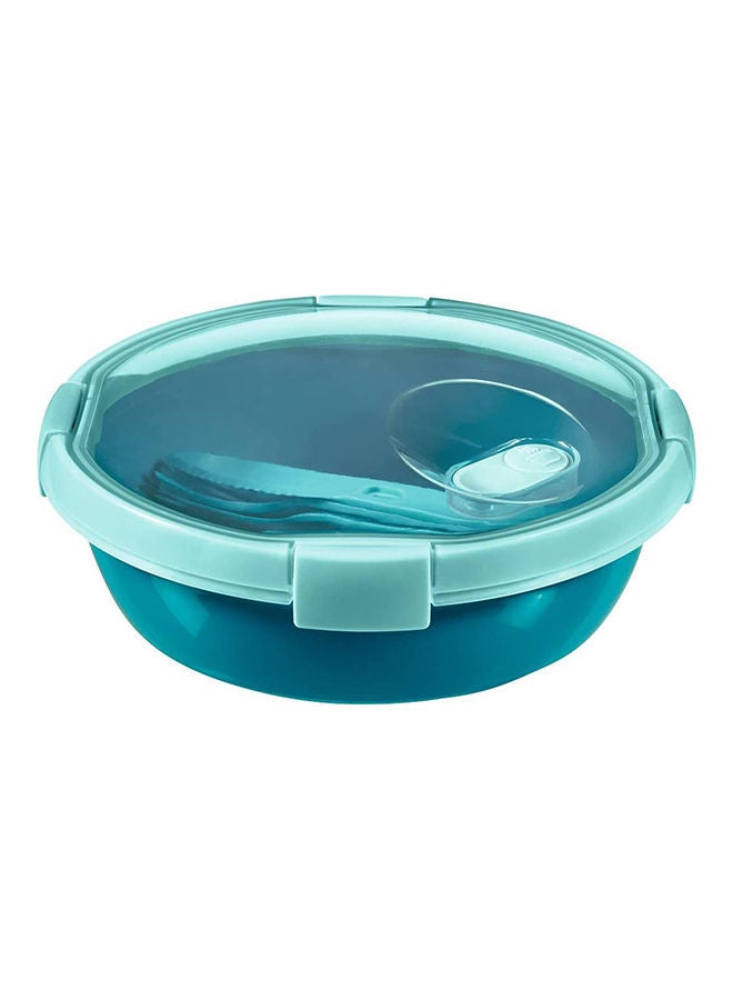 Curver Round Lunch Container 1 Liter Smart To Go Include Fork Spoon And Knife - Blue