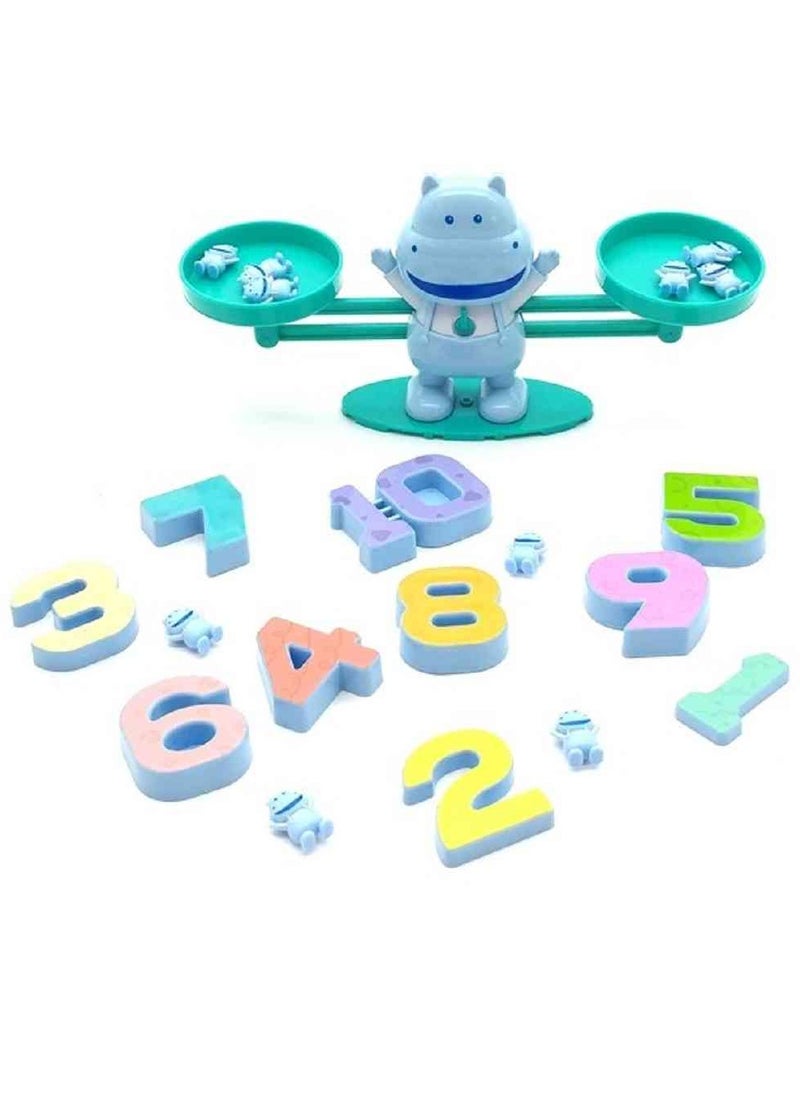 UKR - UKR Balance Hippo Building Blocks – Educational Toy for Ages 3+ | Learn Numbers 1-10 with 10 Animal Figures & 3 Interactive Learning Cards | Early Childhood STEM Toy | Fun Math & Balance Game for Kids - Image 1
