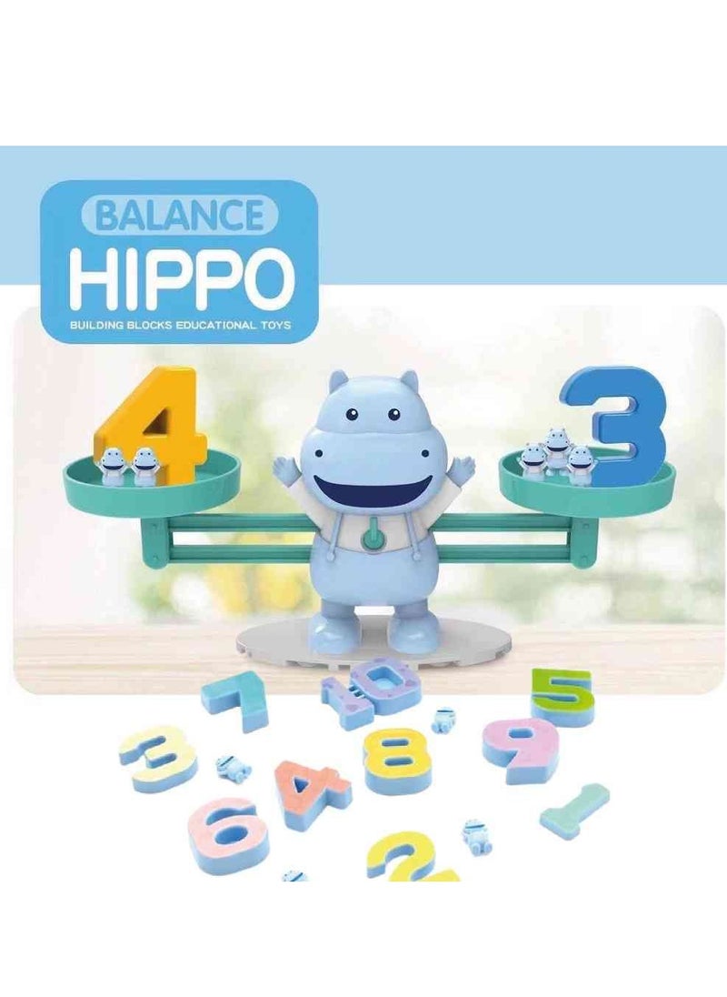 UKR - UKR Balance Hippo Building Blocks – Educational Toy for Ages 3+ | Learn Numbers 1-10 with 10 Animal Figures & 3 Interactive Learning Cards | Early Childhood STEM Toy | Fun Math & Balance Game for Kids - Image 1