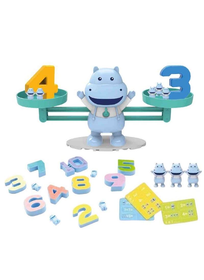 UKR - UKR Balance Hippo Building Blocks – Educational Toy for Ages 3+ | Learn Numbers 1-10 with 10 Animal Figures & 3 Interactive Learning Cards | Early Childhood STEM Toy | Fun Math & Balance Game for Kids - Image 1