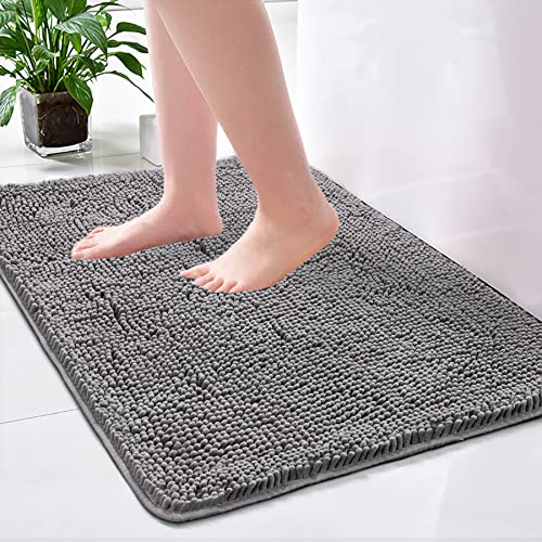 Noahas Bath Rugs 24'' x 36'' Bathroom Rug, Soft Luxury Chenille Bathroom Mats, Non-Slip and Absorbent Throw Rugs for Bath Tub, Plush Microfiber Shower Rug Machine Washable Floor Carpet, Black - Image 1