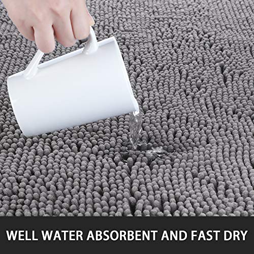 Noahas Bath Rugs 24'' x 36'' Bathroom Rug, Soft Luxury Chenille Bathroom Mats, Non-Slip and Absorbent Throw Rugs for Bath Tub, Plush Microfiber Shower Rug Machine Washable Floor Carpet, Black - Image 5