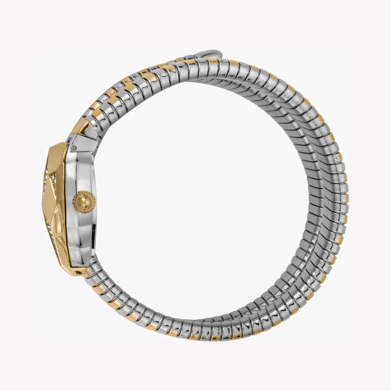 جاست كافالي ساعة نسائية جاست كافاللي بهيكل من الفولاذ المقاوم للصدأ الفضي وسوار من الفولاذ المقاوم للصدأ الفضي واللون الذهبي - Image 3