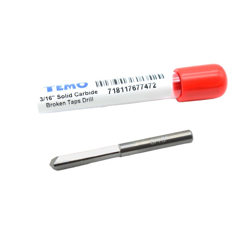 TEMO 3/16 Inch Solid Carbide Broken Taps Drill Extractor, Damaged Taps and Bolts Extractor, Easy Out Stripped Bolt Remover - Image 1
