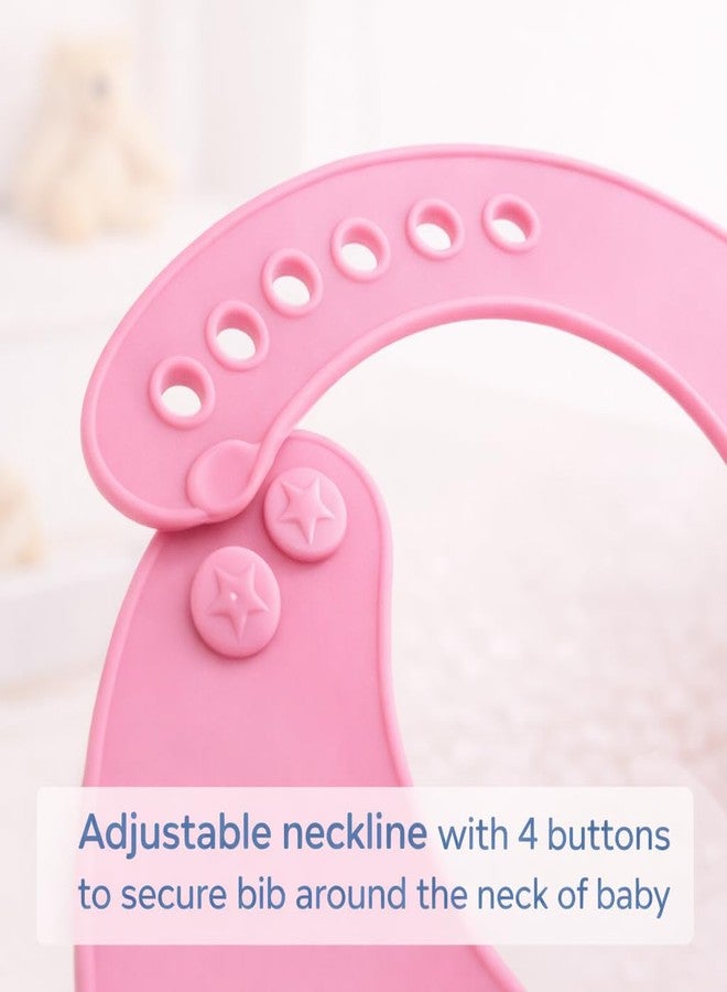 AEREX Silicone Baby Feeding Bib with Food Catcher Pocket | Waterproof & Adjustable Toddler Bib | Soft BPA-Free Washable Weaning Bib for Babies 6 Months to 4 Years (Pink) - Image 4