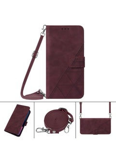 HuHa Case Cover For Xiaomi Redmi 9A / 9i / 9AT Crossbody 3D Embossed Flip Leather Phone Case Wine Red 