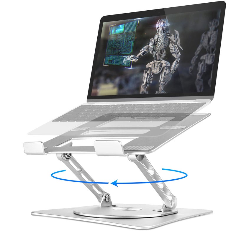 Adjustable Computer Stand with 360 Rotating BaseErgonomic Foldable Laptop Riser for DeskPortable Aluminum Computer StandLaptop Holder Compatible with MacBook ProAir Notebook up to 16Silver