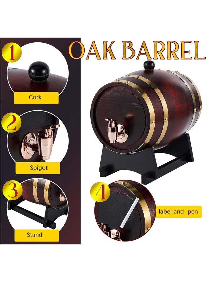 3PCS Barrel Vintage Barrel Dispenser Decanter for Home Table Bar Display Storage Spirits Liquors Wine Beer (Size : 3L) - Image 3