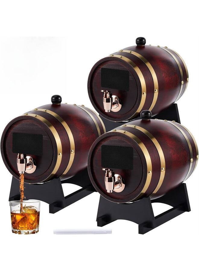 3PCS Barrel Vintage Barrel Dispenser Decanter for Home Table Bar Display Storage Spirits Liquors Wine Beer (Size : 3L) - Image 1