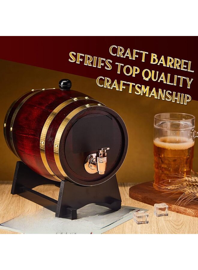 3PCS Barrel Vintage Barrel Dispenser Decanter for Home Table Bar Display Storage Spirits Liquors Wine Beer (Size : 3L) - Image 5