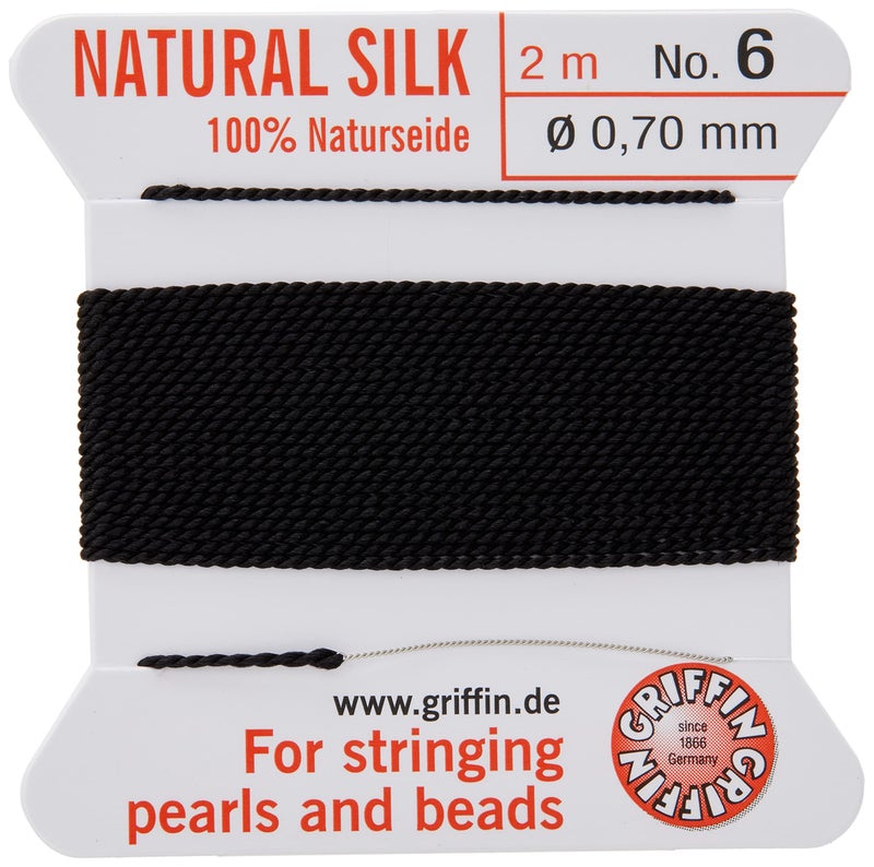 Griffin BCSBK06G Silk Beading Cord and Needle, Size 6, Jet Black