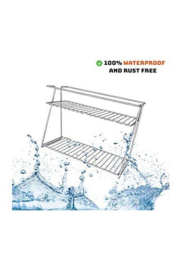 Cri8Hub Cri8Hub Stainless Steel Kitchen Tiered Shelf Floor Mount Rack, Kitchen Organizer, Counter Top Stainless Steel Kitchen 2 Layer Corner Storage Rack For Kitchen Rack_ 2 Tier Kitchen Rack__ - Image 4