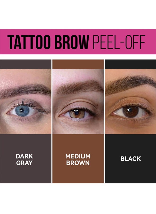 MOOYAM Tattoo Brow - UP TO 3 Days,Easy Peel Off Tint, Long Lasting Peel Off Tattoo Brow Gel Peel Off Tint Eyebrow Gel with Mascara Brush and Three Eyebrow Shapes, Natural Color #01 Dark Gray  - Image 3