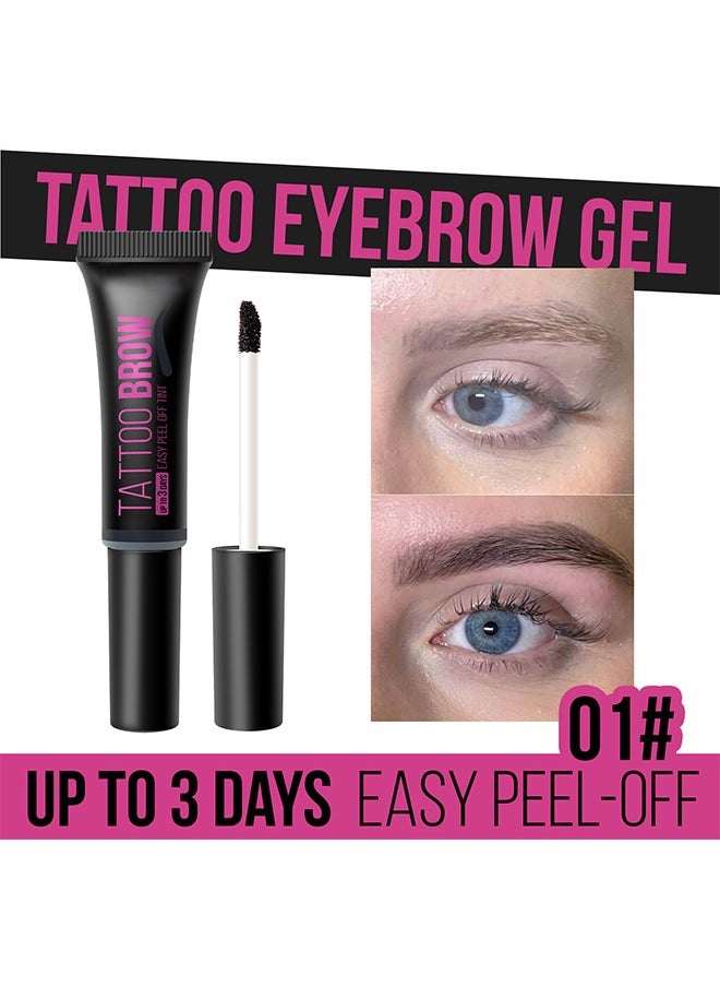 MOOYAM Tattoo Brow - UP TO 3 Days,Easy Peel Off Tint, Long Lasting Peel Off Tattoo Brow Gel Peel Off Tint Eyebrow Gel with Mascara Brush and Three Eyebrow Shapes, Natural Color #01 Dark Gray  - Image 2