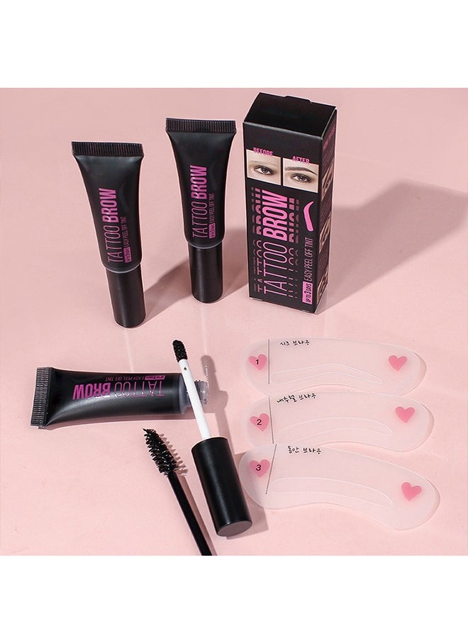 MOOYAM Tattoo Brow - UP TO 3 Days,Easy Peel Off Tint, Long Lasting Peel Off Tattoo Brow Gel Peel Off Tint Eyebrow Gel with Mascara Brush and Three Eyebrow Shapes, Natural Color #01 Dark Gray  - Image 5
