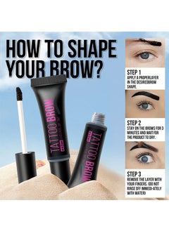 MOOYAM Tattoo Brow - UP TO 3 Days,Easy Peel Off Tint, Long Lasting Peel Off Tattoo Brow Gel Peel Off Tint Eyebrow Gel with Mascara Brush and Three Eyebrow Shapes, Natural Color #01 Dark Gray  - Image 4