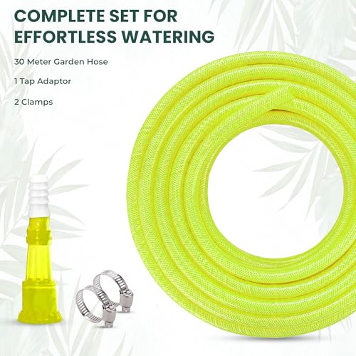 Roots & Leaf 30 Meter 0.5 Inch PVC Water Pipe - Yellow (1 Pc)| Lightweight, Durable & Flexible| Hose with Accessories Connector & Clamps| Watering Garden, Cleaning, Outdoor-Indoor Use - Image 2