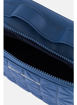 French Connection Women Quilted Toiletry Bag, Slate Blue  - Image 3