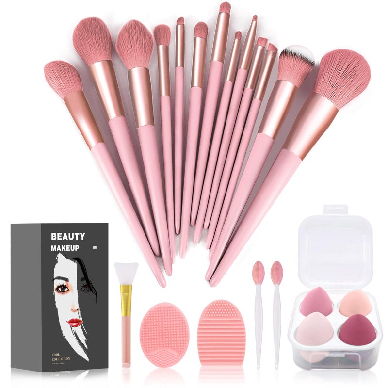 كوسيدو Makeup Brushes 22 Pcs Makeup Kit,Foundation Brush Eyeshadow Brush Make up Brushes Set (Pink, 22 Piece Set) - Image 1