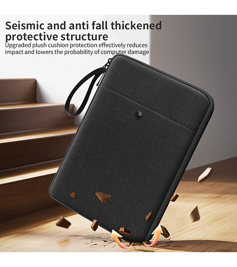 حقيبة تخزين متعددة الوظائف بسعة كبيرة، اللون الرمادي، مقاس 13 بوصة، حقيبة مزدوجة أنيقة وبسيطة مع فتحة للقلم لحماية الجهاز اللوحي، مناسبة لموظفي المكاتب والطلاب، سهلة الحمل، متعددة الاستخدامات في مختلف السيناريوهات - Image 2
