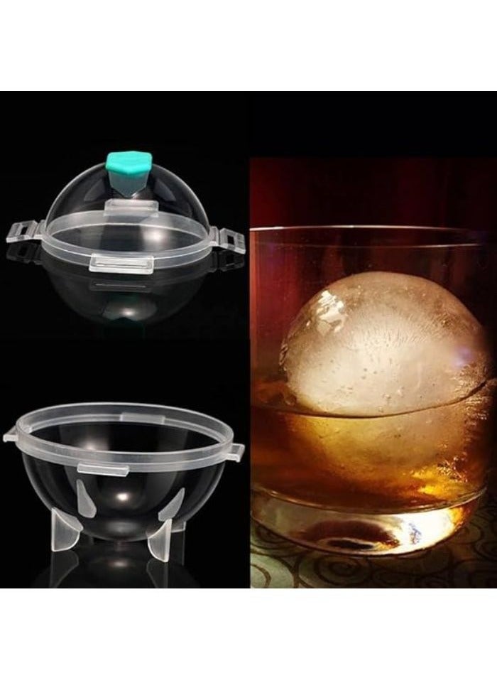 صانع مكعبات الثلج الكرة قالب مكعبات الثلج قالب سيليكون صانع كرات الثلج والكوكتيل قالب دائري بغطاء بسداده،صينية كبيرة،4قطع (سداده ,أخضر) - Image 1