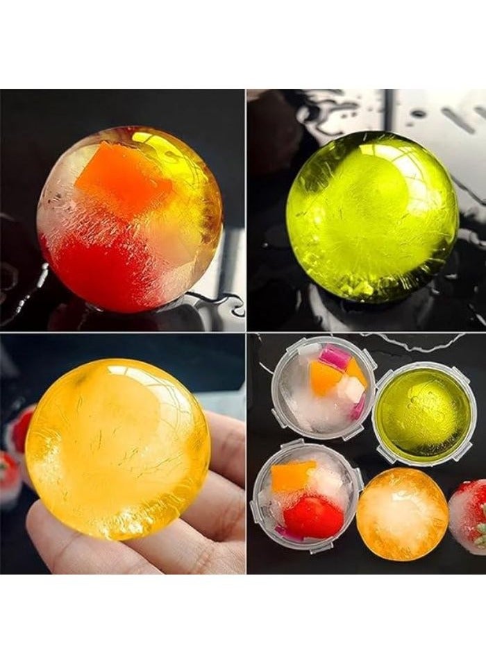 صانع مكعبات الثلج الكرة قالب مكعبات الثلج قالب سيليكون صانع كرات الثلج والكوكتيل قالب دائري بغطاء بسداده،صينية كبيرة،4قطع (سداده ,أخضر) - Image 2