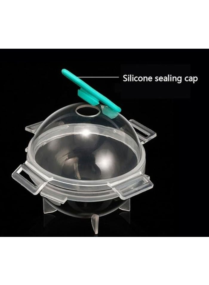 صانع مكعبات الثلج الكرة قالب مكعبات الثلج قالب سيليكون صانع كرات الثلج والكوكتيل قالب دائري بغطاء بسداده،صينية كبيرة،4قطع (سداده ,أخضر) - Image 3