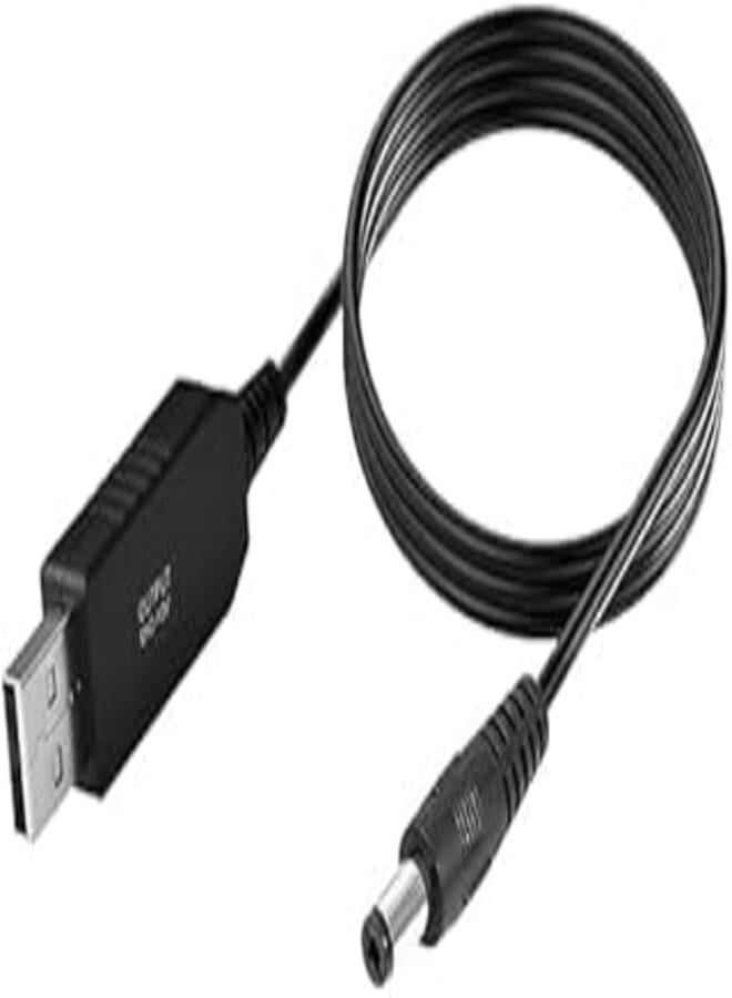 USB Power Cable DC 5V to 12V USB Power Supply Cable with DC 5.5 x 2.1mm Plug for LED Light Fan, Router, Charging Adapter, (1M) for Charging Adapter Power Bank Speaker Router
