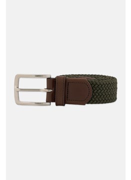 Men Woven Braided Belt, Hunter Green
