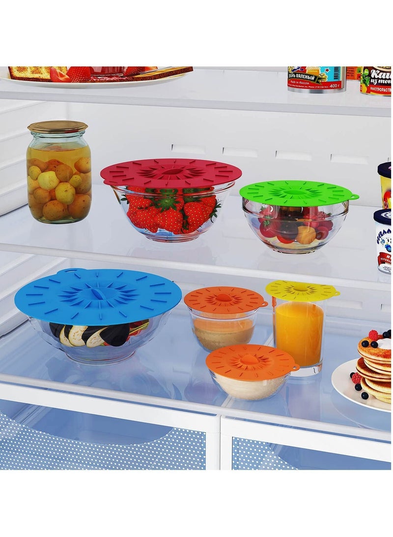 7 Pack Silicone Lids, Microwave Splatter Cover, 5 Sizes Reusable Heat Resistant Food Suction Lids fits Cups, Bowls, Plates, Pots, Pans, Skillets, Stove Top, Oven, Fridge, BPA Free - Image 4