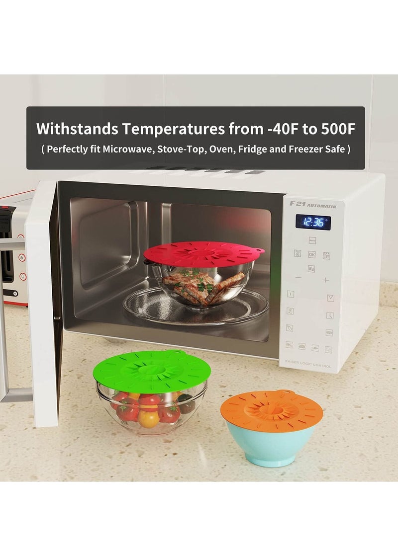 7 Pack Silicone Lids, Microwave Splatter Cover, 5 Sizes Reusable Heat Resistant Food Suction Lids fits Cups, Bowls, Plates, Pots, Pans, Skillets, Stove Top, Oven, Fridge, BPA Free - Image 3