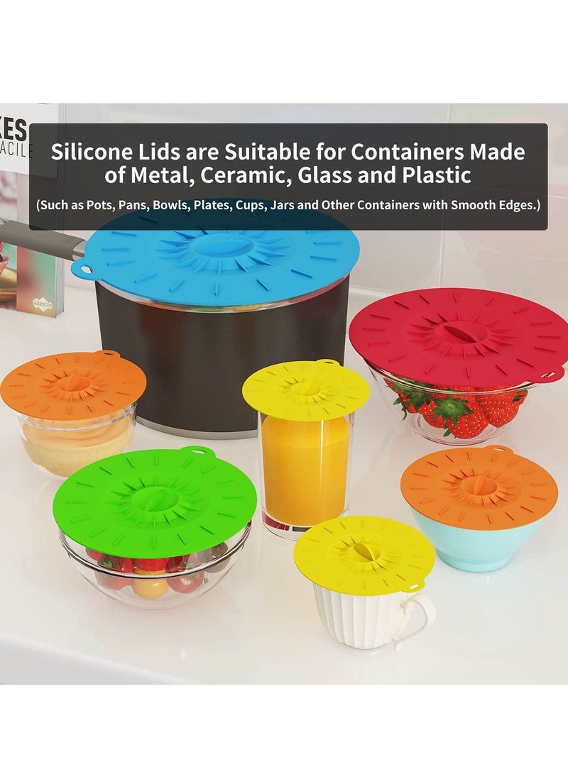 7 Pack Silicone Lids, Microwave Splatter Cover, 5 Sizes Reusable Heat Resistant Food Suction Lids fits Cups, Bowls, Plates, Pots, Pans, Skillets, Stove Top, Oven, Fridge, BPA Free - Image 2