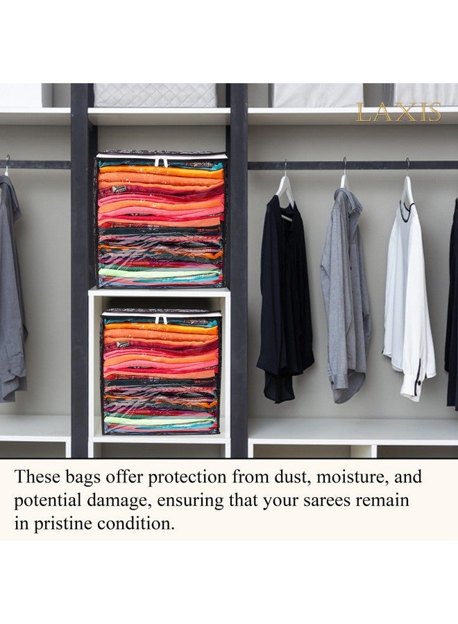 LAXIS HOMFIL Brand - Laxis Non-Woven Jumbo Saree Bags, Black Color Transparent Saree Covers With Zip, Saree Covers For Storage With Moisture & Dust Proof (Pack of 2) - Image 4