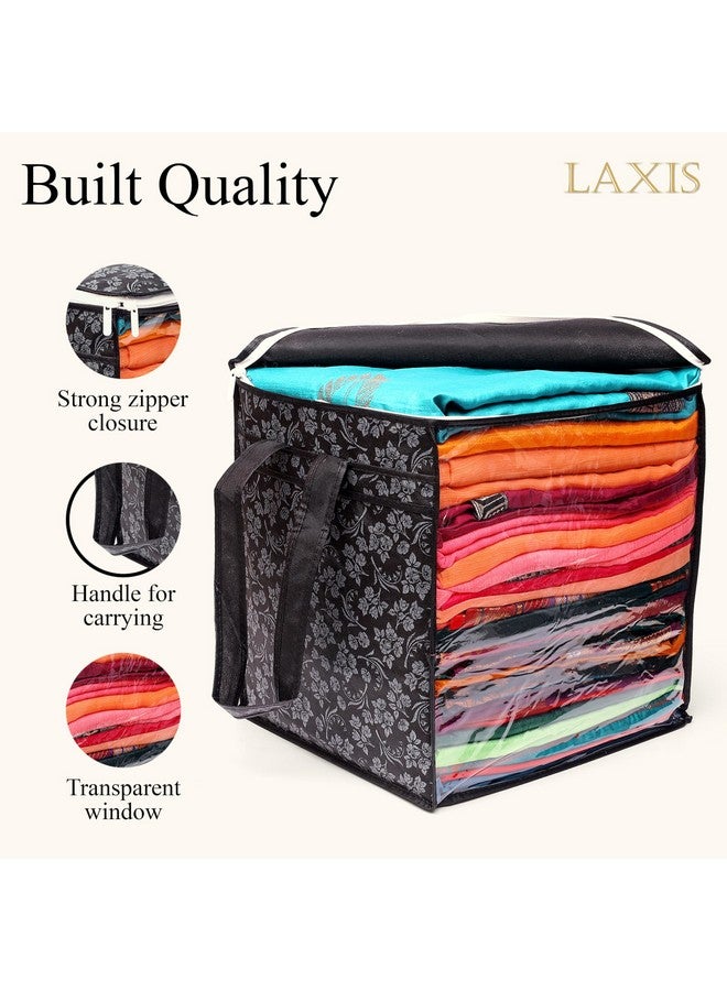 LAXIS HOMFIL Brand - Laxis Non-Woven Jumbo Saree Bags, Black Color Transparent Saree Covers With Zip, Saree Covers For Storage With Moisture & Dust Proof (Pack of 2) - Image 2