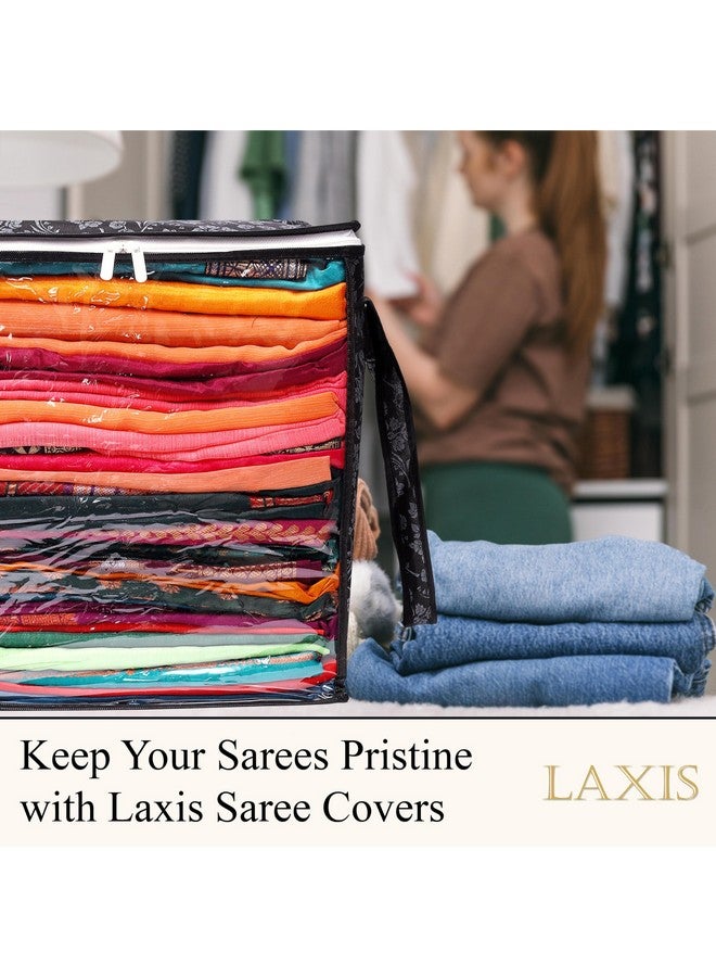 LAXIS HOMFIL Brand - Laxis Non-Woven Jumbo Saree Bags, Black Color Transparent Saree Covers With Zip, Saree Covers For Storage With Moisture & Dust Proof (Pack of 2) - Image 3