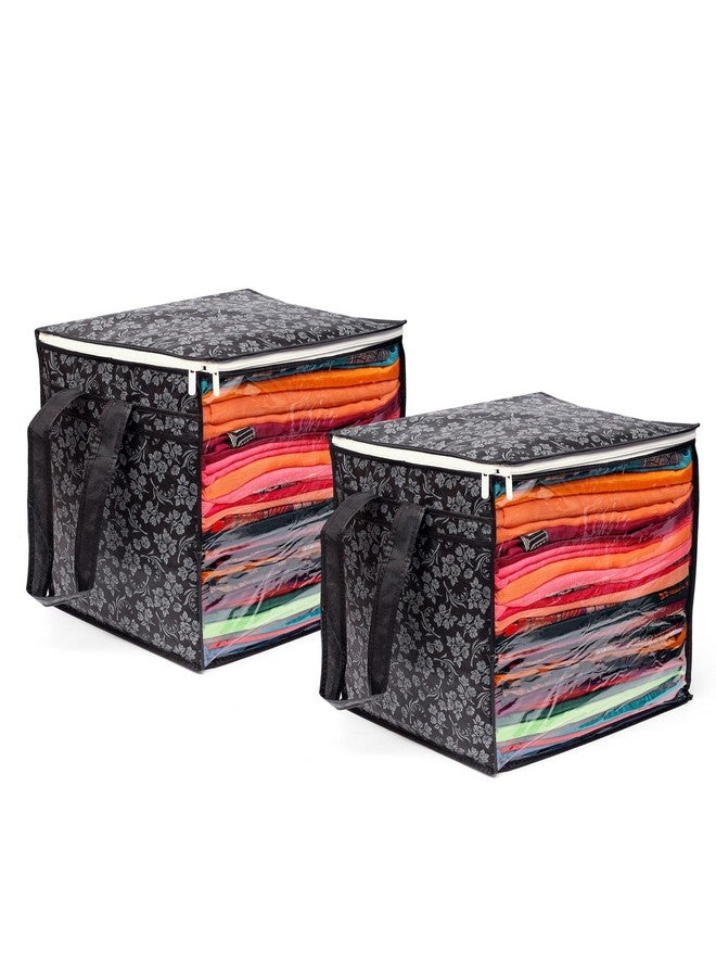 LAXIS HOMFIL Brand - Laxis Non-Woven Jumbo Saree Bags, Black Color Transparent Saree Covers With Zip, Saree Covers For Storage With Moisture & Dust Proof (Pack of 2) - Image 1