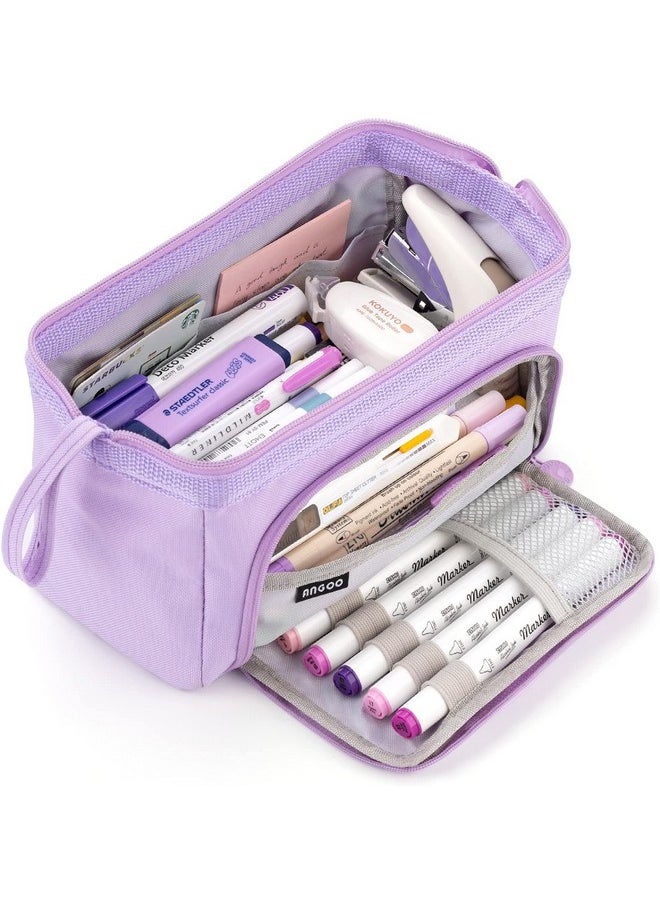 FunBlast - FunBlast Large Capacity Pencil Pouches, Multipurpose Zipper Pouch, Aesthetic Pencil Case for College Students, School Pouch for Girls, Stylish Cute Pen Pouch for Girls Korean Bag (Purple) - Image 1