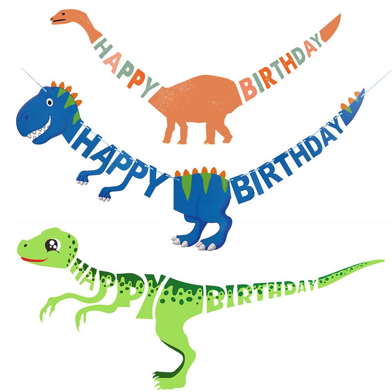 New Dinosaur Flower Flag Dinosaur Banner Happy Birthday Flower - Image 2