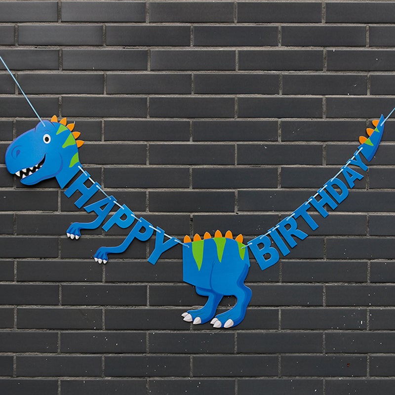 New Dinosaur Flower Flag Dinosaur Banner Happy Birthday Flower - Image 3