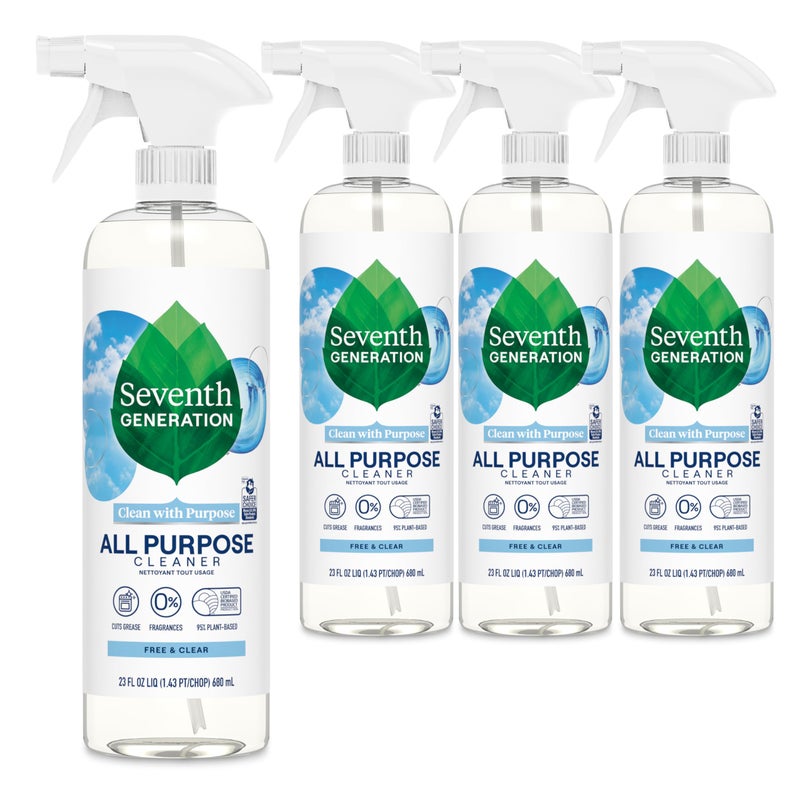 Seventh Generation All Purpose Cleaner, Biodegradable Formula, Free & Clear, 23 oz (Pack of 4) - Image 1