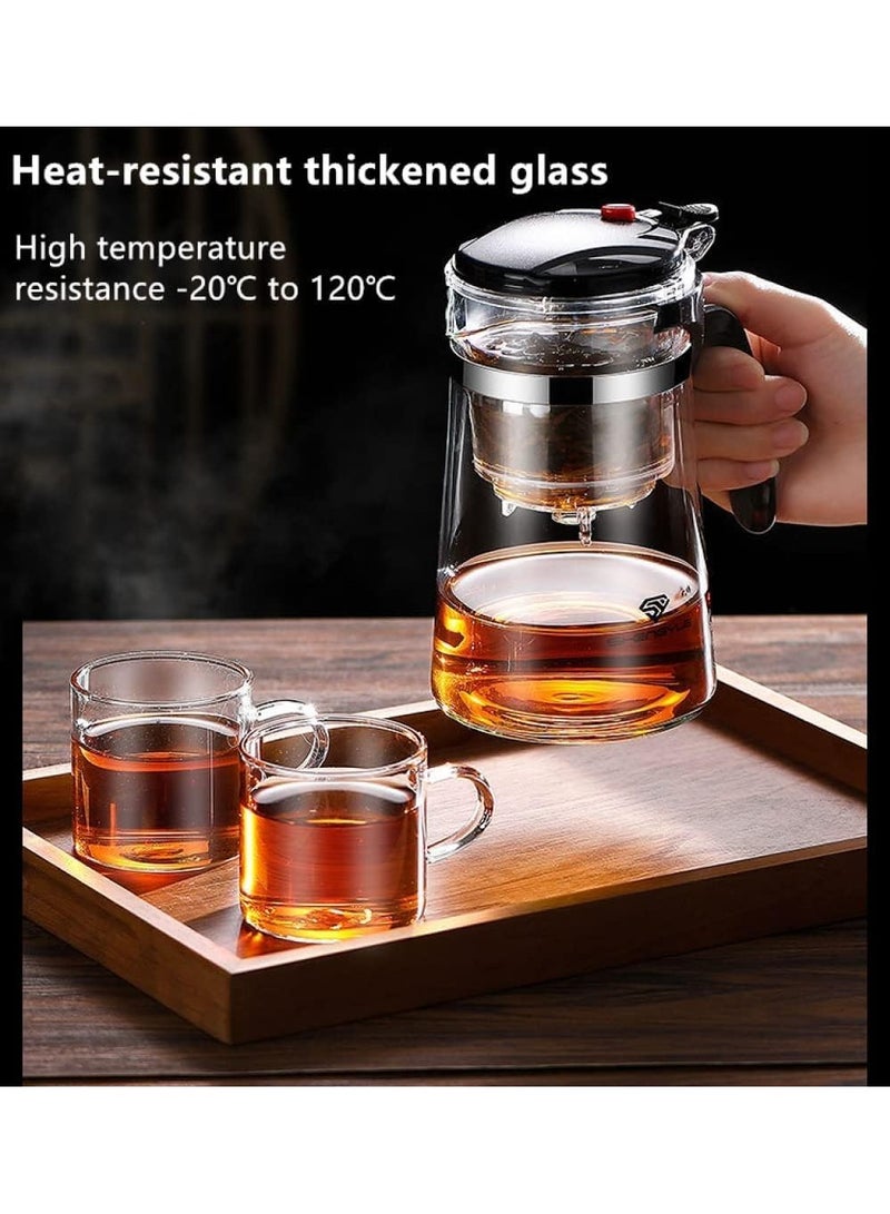 500ML Glass Teapot With Removable Infuser - Clear Kettle With One Button Press Filter for Loose Leaf and Blooming Tea - Perfect Maker and Gift  - Image 4