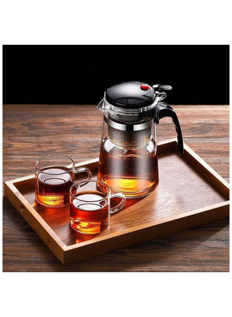 500ML Glass Teapot With Removable Infuser - Clear Kettle With One Button Press Filter for Loose Leaf and Blooming Tea - Perfect Maker and Gift  - Image 5