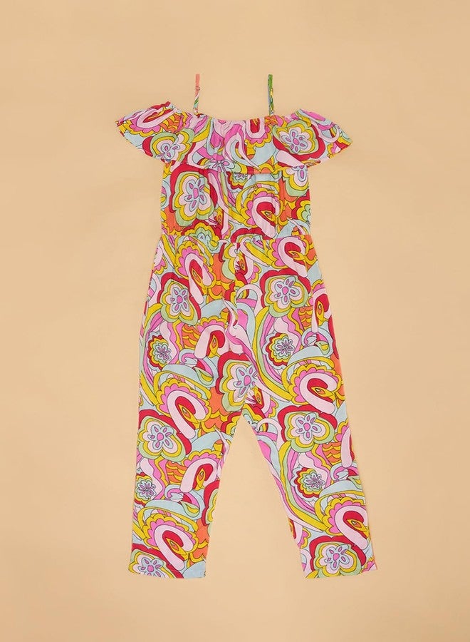 YU by Pantaloons Girl's Rayon Classic Midi Jumpsuit (110151278001_Multicolor - Image 5