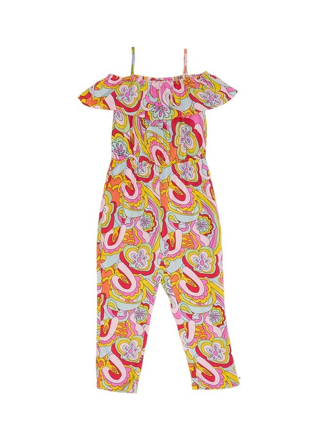 YU by Pantaloons Girl's Rayon Classic Midi Jumpsuit (110151278001_Multicolor - Image 1