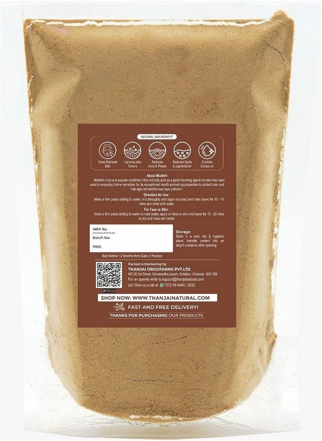 Thanjai Natural 500 جرام من مسحوق مولثي (مسحوق عرق السوس؛ عرق السوس غلابرا؛ ياشتيمادهو) للجسم؛ تبييض البشرة؛ لبشرة الجسم والشعر.  - Image 2