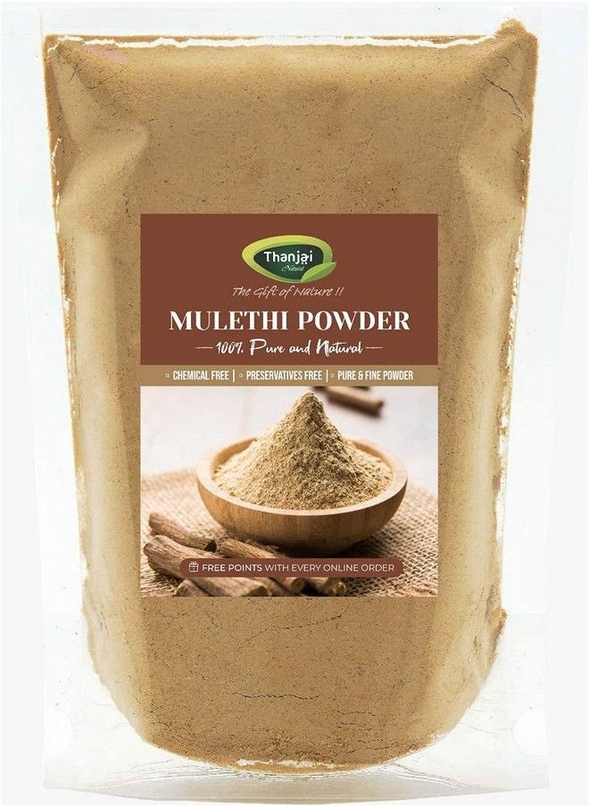 Thanjai Natural 500 جرام من مسحوق مولثي (مسحوق عرق السوس؛ عرق السوس غلابرا؛ ياشتيمادهو) للجسم؛ تبييض البشرة؛ لبشرة الجسم والشعر.  - Image 3
