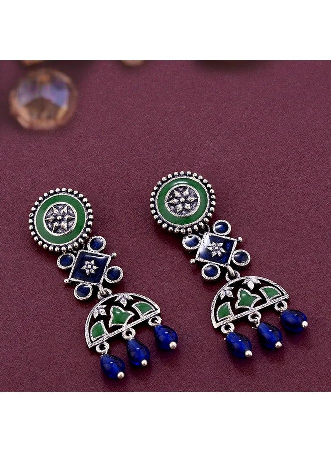 VOYLLA Mehrunisa Enamel and Beads Embellished Earrings For Womens - Image 2
