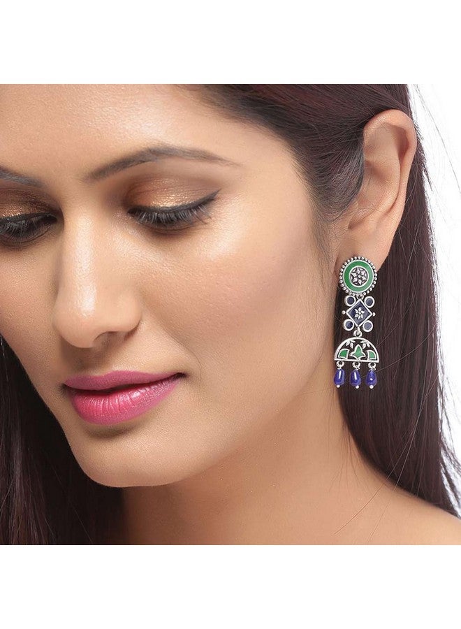VOYLLA Mehrunisa Enamel and Beads Embellished Earrings For Womens - Image 3